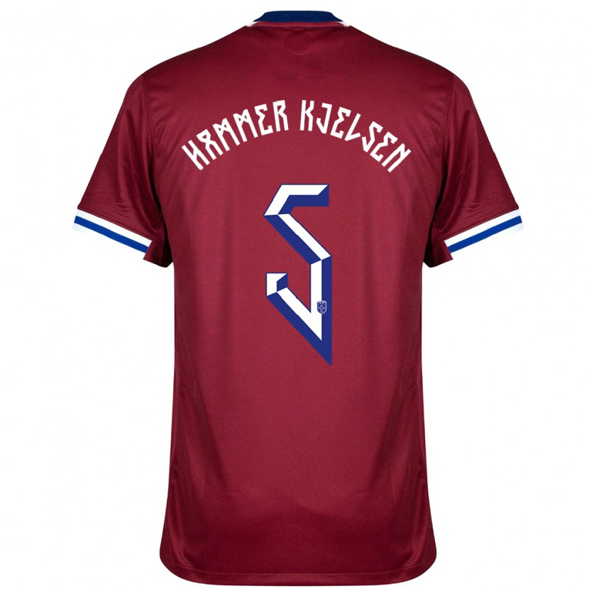 Danxen Kvinder Norge Aleksander Hammer Kjelsen #5 Rød Blå Hvid Hjemmebane Spillertrøjer 24-26 Trøje T-Shirt