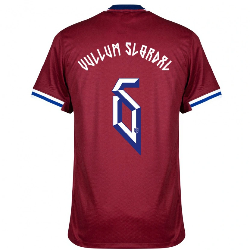 Danxen Kvinder Norge Elias Vullum Slørdal #6 Rød Blå Hvid Hjemmebane Spillertrøjer 24-26 Trøje T-Shirt