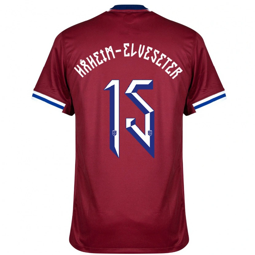 Danxen Kvinder Norge Martin Håheim-Elveseter #15 Rød Blå Hvid Hjemmebane Spillertrøjer 24-26 Trøje T-Shirt