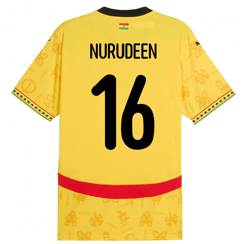 Danxen Kvinder Ghana Abdul Nurudeen #16 Gul Udebane Spillertrøjer 24-26 Trøje T-Shirt