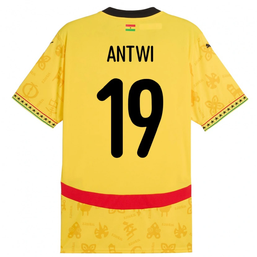 Danxen Kvinder Ghana Emmanuel Antwi #19 Gul Udebane Spillertrøjer 24-26 Trøje T-Shirt