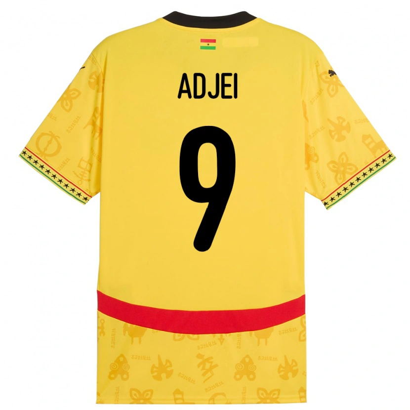 Danxen Kvinder Ghana Vivian Adjei #9 Gul Udebane Spillertrøjer 24-26 Trøje T-Shirt