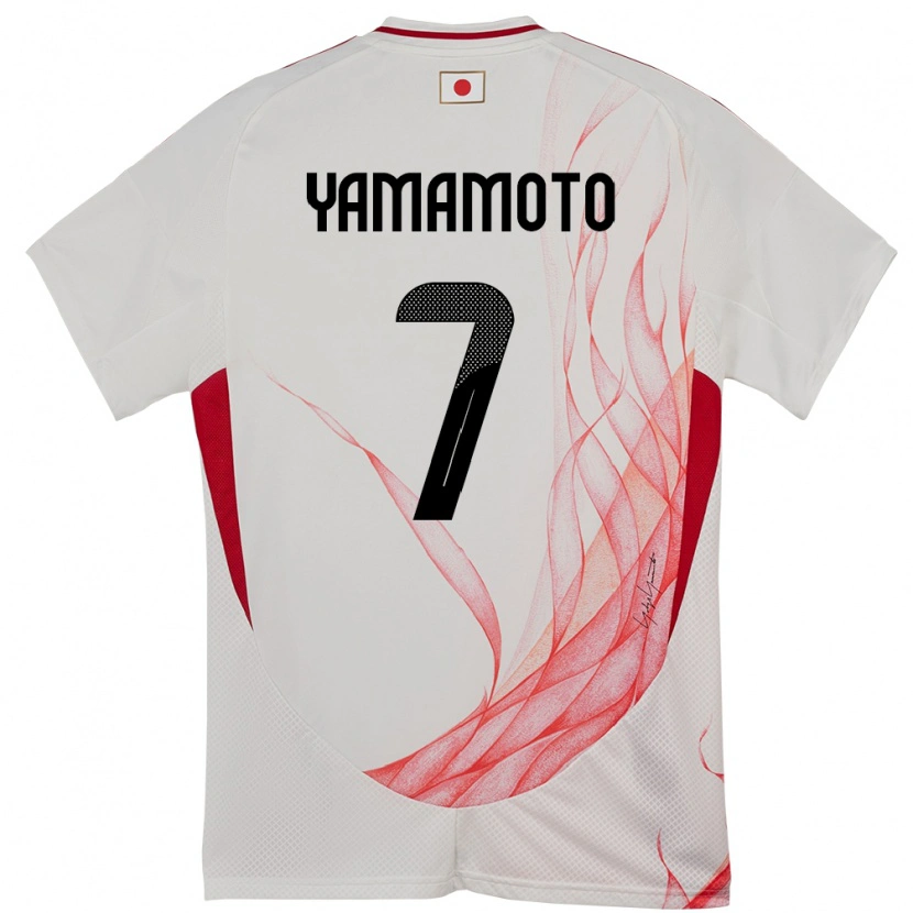 Danxen Kvinder Japan Rihito Yamamoto #7 Hvid Udebane Spillertrøjer 24-26 Trøje T-Shirt