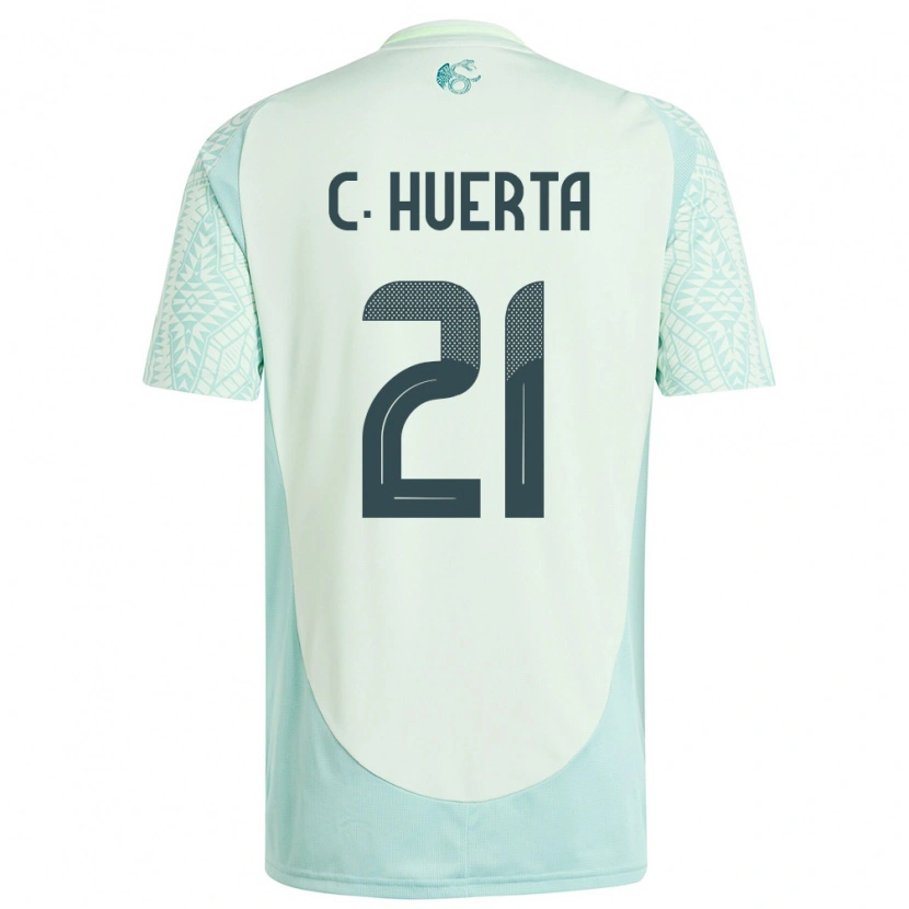 Danxen Kvinder Mexico César Huerta #21 Linen Grøn Udebane Spillertrøjer 24-26 Trøje T-Shirt