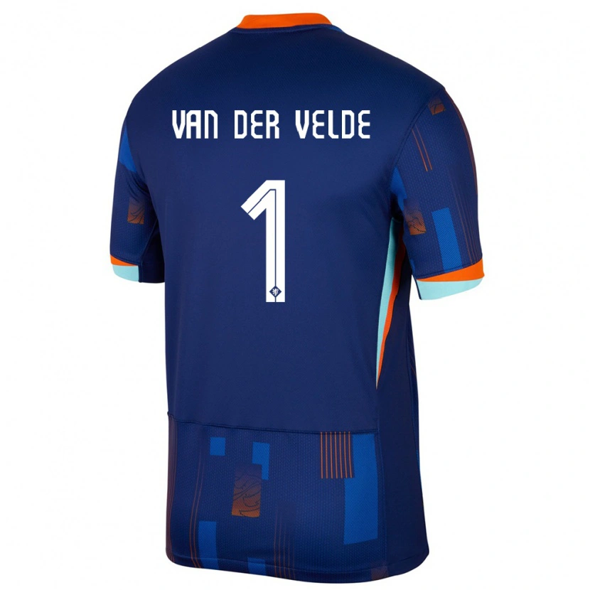 Danxen Kvinder Holland Valentijn Van Der Velde #1 Blå Udebane Spillertrøjer 24-26 Trøje T-Shirt