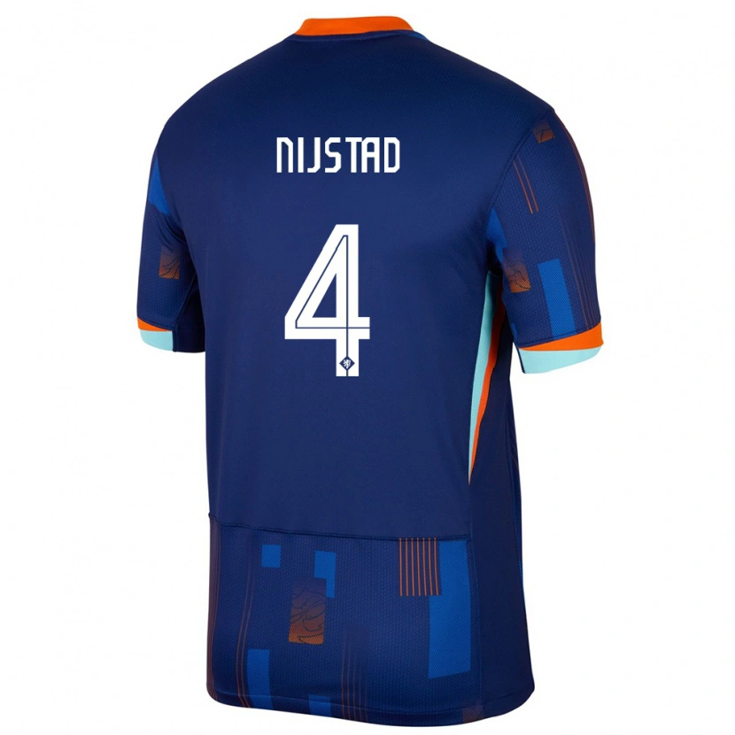 Danxen Kvinder Holland Ruud Nijstad #4 Blå Udebane Spillertrøjer 24-26 Trøje T-Shirt