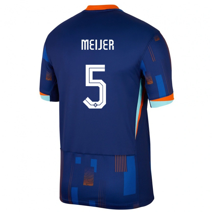 Danxen Kvinder Holland Bjorn Meijer #5 Blå Udebane Spillertrøjer 24-26 Trøje T-Shirt