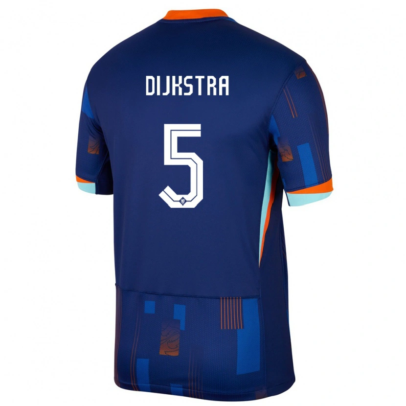 Danxen Kvinder Holland Elijah Dijkstra #5 Blå Udebane Spillertrøjer 24-26 Trøje T-Shirt