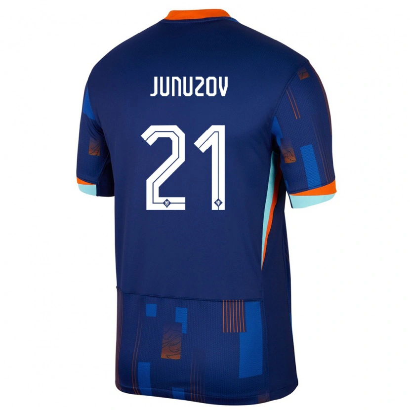 Danxen Kvinder Holland Melih Junuzov #21 Blå Udebane Spillertrøjer 24-26 Trøje T-Shirt