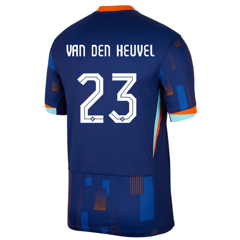 Danxen Kvinder Holland Dani Van Den Heuvel #23 Blå Udebane Spillertrøjer 24-26 Trøje T-Shirt