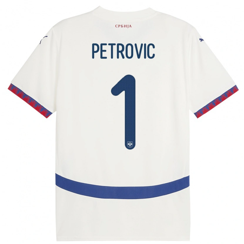 Danxen Kvinder Serbien Djordje Petrovic #1 Hvid Udebane Spillertrøjer 24-26 Trøje T-Shirt