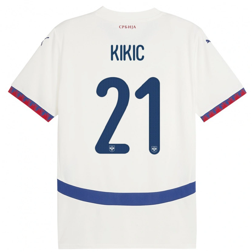 Danxen Kvinder Serbien Uros Kikic #21 Hvid Udebane Spillertrøjer 24-26 Trøje T-Shirt