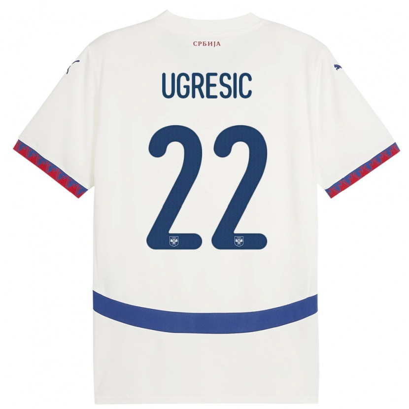 Danxen Kvinder Serbien Ognjen Ugresic #22 Hvid Udebane Spillertrøjer 24-26 Trøje T-Shirt