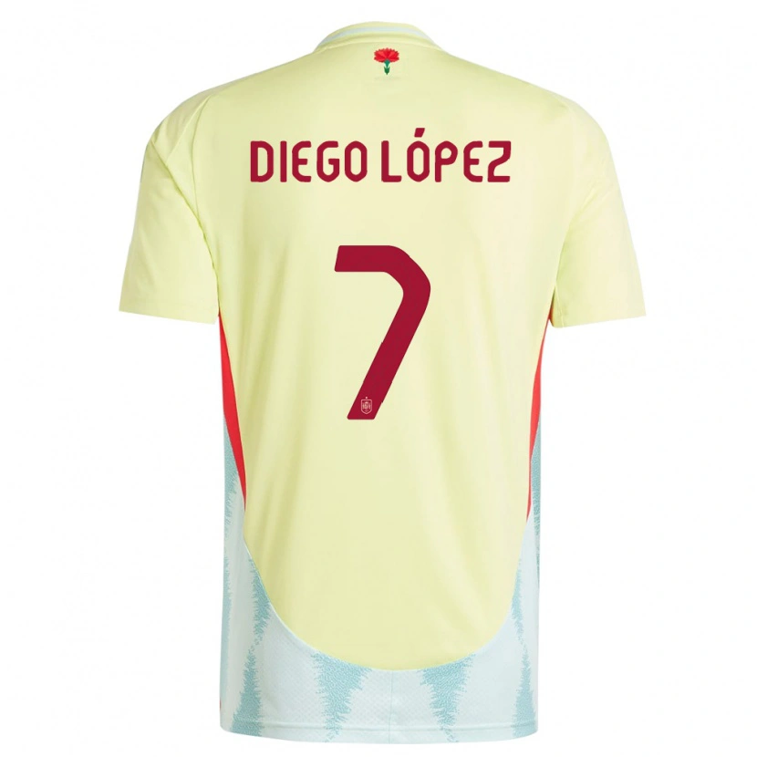 Danxen Kvinder Spanien Diego López #7 Gul Udebane Spillertrøjer 24-26 Trøje T-Shirt