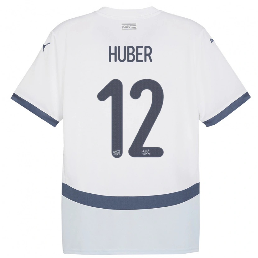 Danxen Kvinder Schweiz Silas Huber #12 Hvid Udebane Spillertrøjer 24-26 Trøje T-Shirt