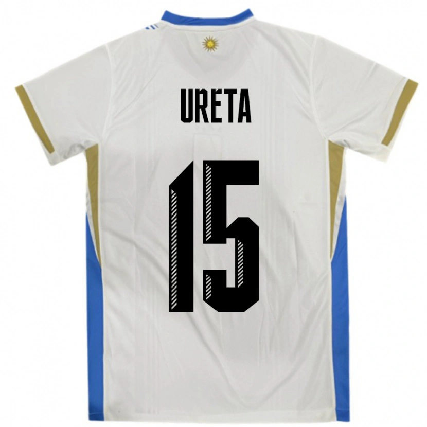 Danxen Kvinder Uruguay Mateo Ureta #15 Hvid Blå Udebane Spillertrøjer 24-26 Trøje T-Shirt