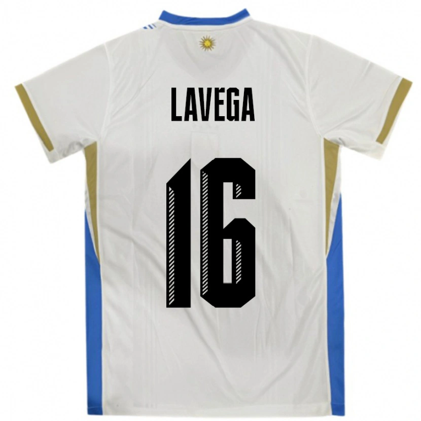 Danxen Kvinder Uruguay Joaquín Lavega #16 Hvid Blå Udebane Spillertrøjer 24-26 Trøje T-Shirt