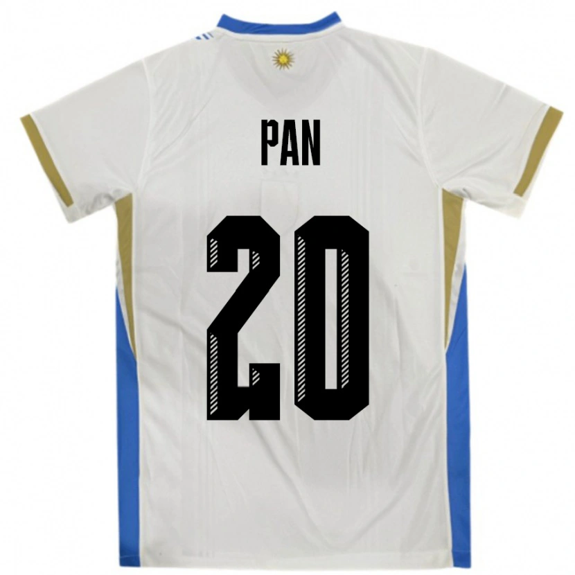 Danxen Kvinder Uruguay Gonzalo Pan #20 Hvid Blå Udebane Spillertrøjer 24-26 Trøje T-Shirt