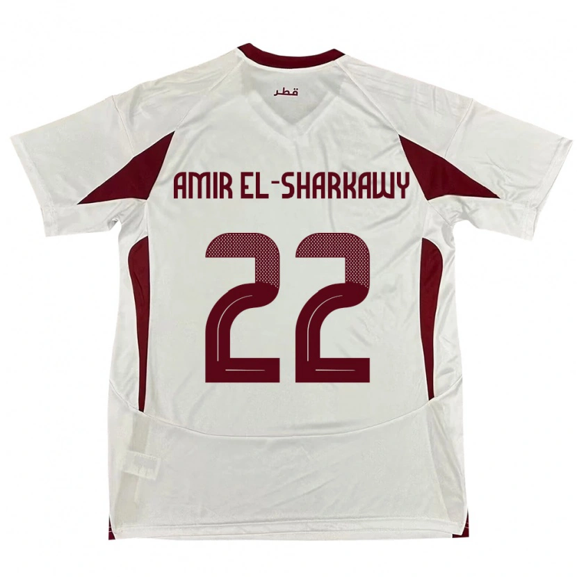 Danxen Kvinder Qatar Galal Amir El-Sharkawy #22 Hvid Udebane Spillertrøjer 24-26 Trøje T-Shirt