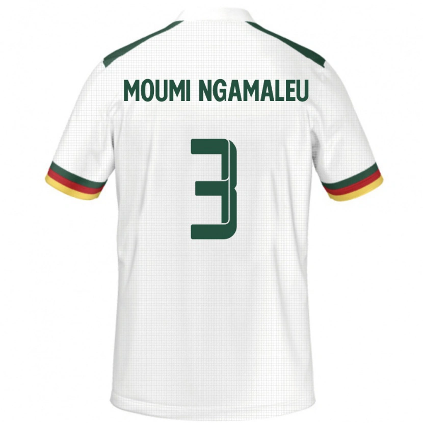 Danxen Kvinder Cameroun Nicolas Moumi Ngamaleu #3 Hvid Udebane Spillertrøjer 24-26 Trøje T-Shirt