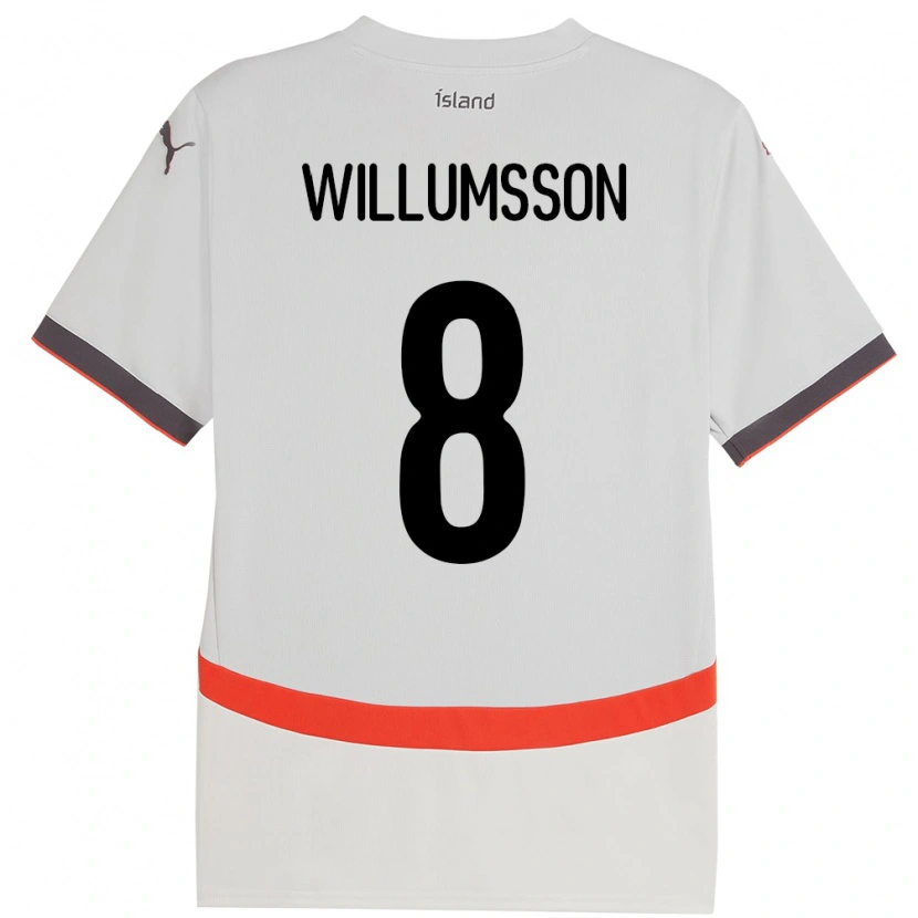 Danxen Kvinder Island Brynjólfur Andersen Willumsson #8 Hvid Udebane Spillertrøjer 24-26 Trøje T-Shirt