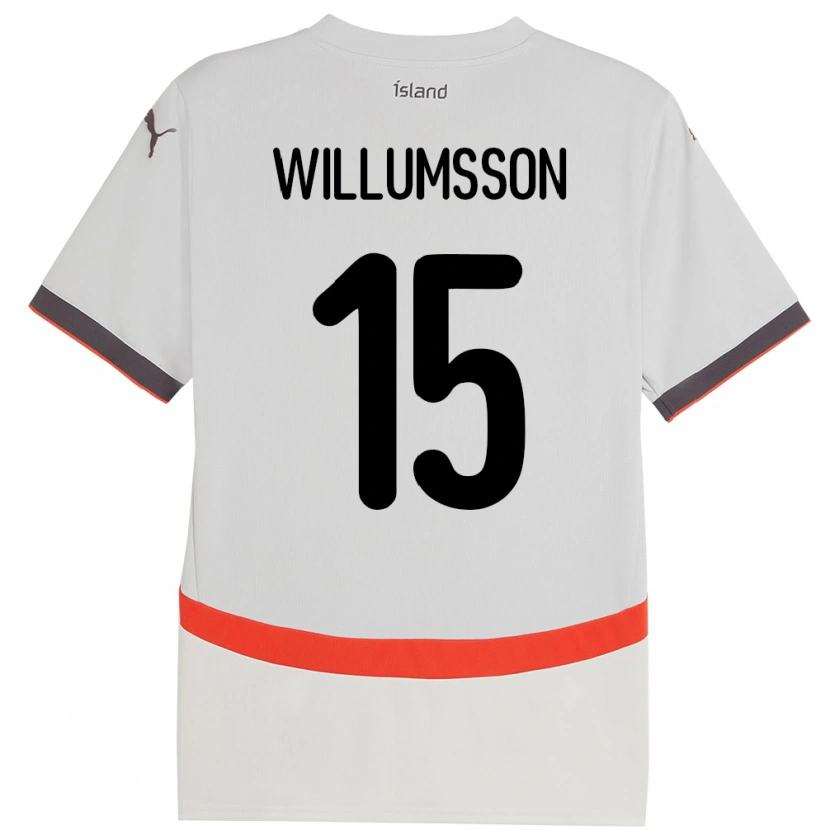 Danxen Kvinder Island Willum Thór Willumsson #15 Hvid Udebane Spillertrøjer 24-26 Trøje T-Shirt