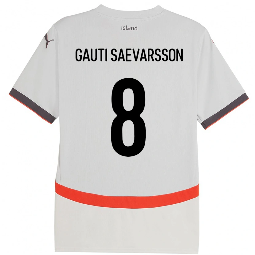 Danxen Kvinder Island Gudmar Gauti Saevarsson #8 Hvid Udebane Spillertrøjer 24-26 Trøje T-Shirt