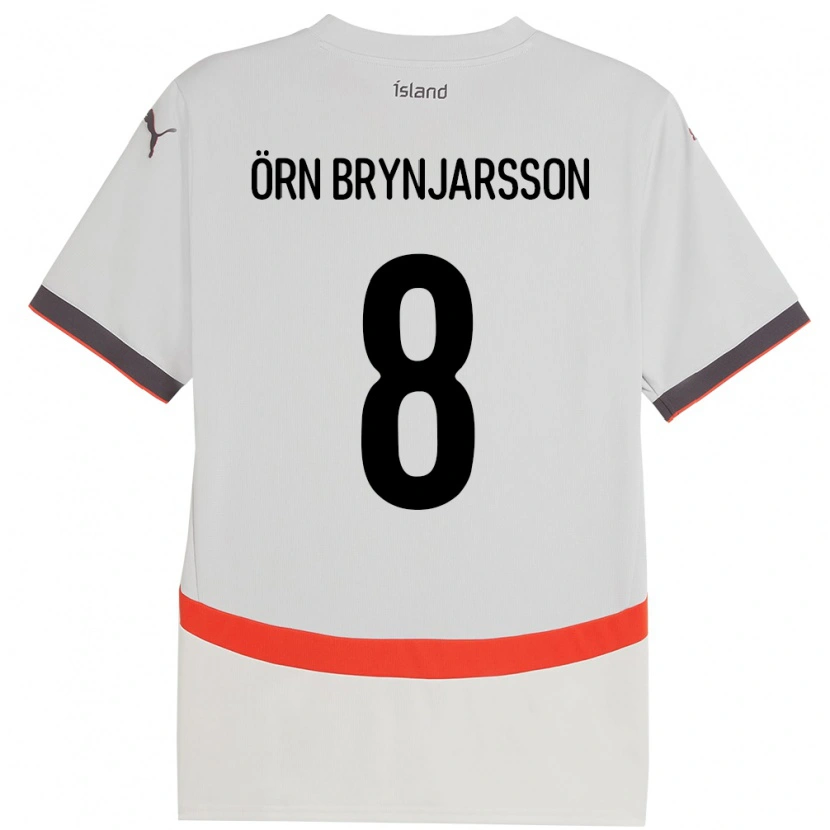 Danxen Kvinder Island Bjarki Örn Brynjarsson #8 Hvid Udebane Spillertrøjer 24-26 Trøje T-Shirt