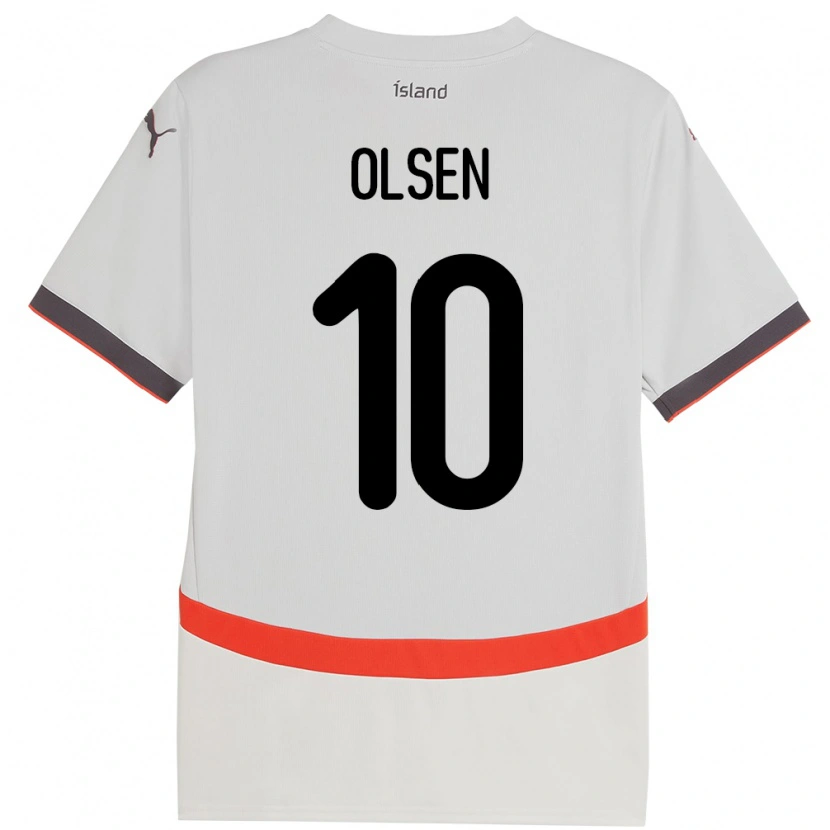 Danxen Kvinder Island Gunnar Olsen #10 Hvid Udebane Spillertrøjer 24-26 Trøje T-Shirt