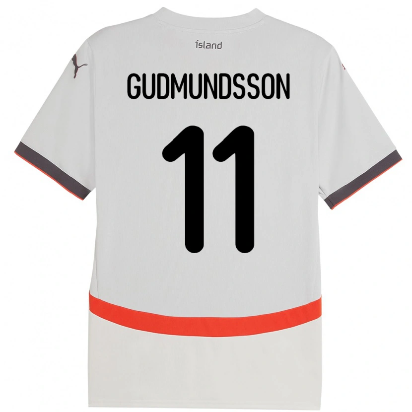 Danxen Kvinder Island Galdur Gudmundsson #11 Hvid Udebane Spillertrøjer 24-26 Trøje T-Shirt