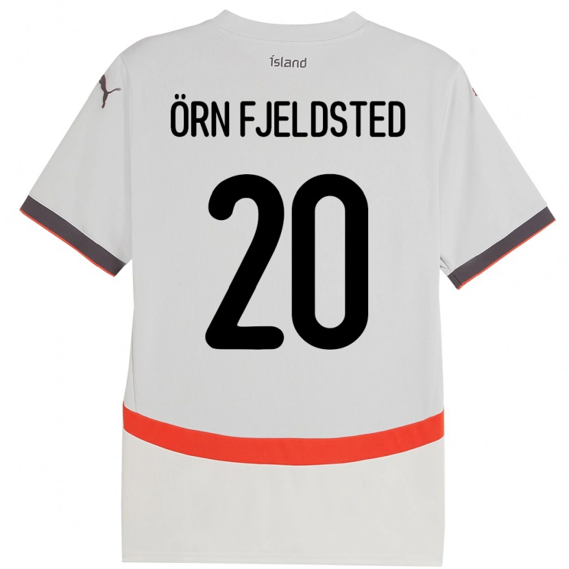 Danxen Kvinder Island Dagur Örn Fjeldsted #20 Hvid Udebane Spillertrøjer 24-26 Trøje T-Shirt