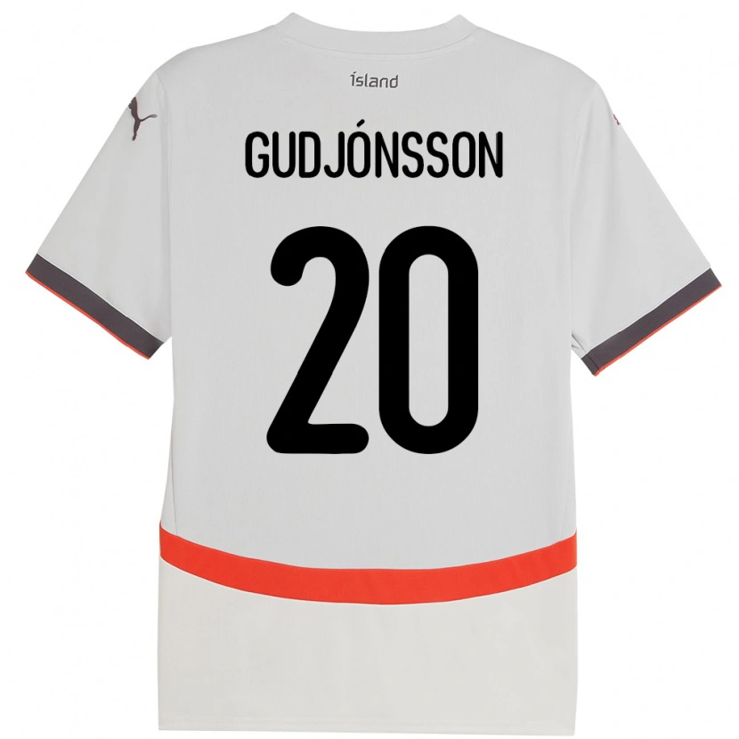 Danxen Kvinder Island Alexander Máni Gudjónsson #20 Hvid Udebane Spillertrøjer 24-26 Trøje T-Shirt