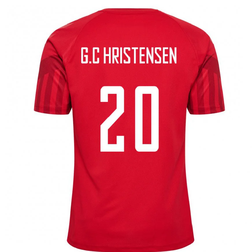 Danxen Mænd Danmarks Gustav Christensen #20 Rød Hjemmebane Spillertrøjer 22-24 Trøje T-shirt