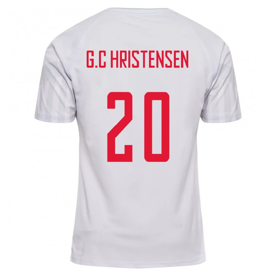 Danxen Mænd Danmarks Gustav Christensen #20 Hvid Udebane Spillertrøjer 22-24 Trøje T-shirt