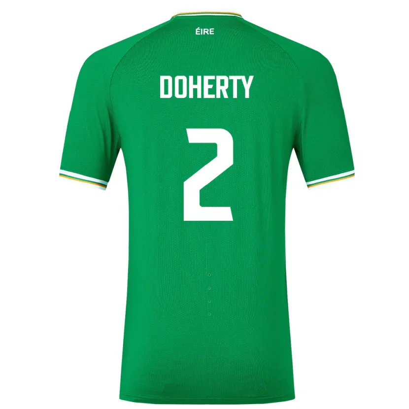 Danxen Børn Irland Matt Doherty #2 Grøn Hjemmebane Spillertrøjer 24-26 Trøje T-Shirt