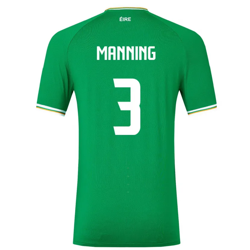 Danxen Børn Irland Ryan Manning #3 Grøn Hjemmebane Spillertrøjer 24-26 Trøje T-Shirt