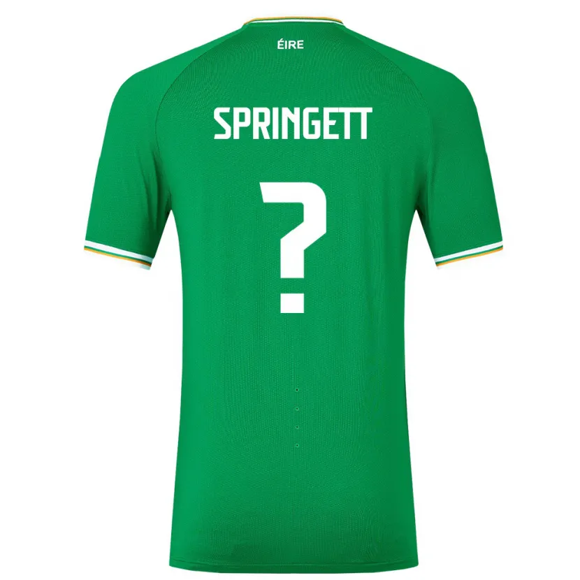 Danxen Børn Irland Tony Springett #0 Grøn Hjemmebane Spillertrøjer 24-26 Trøje T-Shirt