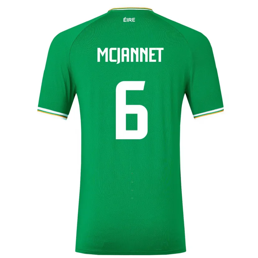 Danxen Børn Irland Ed Mcjannet #6 Grøn Hjemmebane Spillertrøjer 24-26 Trøje T-Shirt