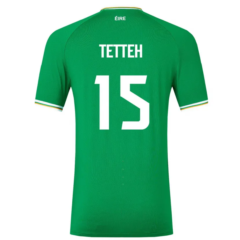 Danxen Børn Irland Gideon Tetteh #15 Grøn Hjemmebane Spillertrøjer 24-26 Trøje T-Shirt