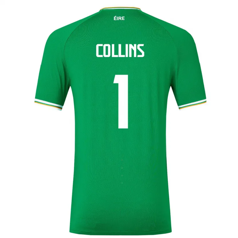 Danxen Børn Irland Joe Collins #1 Grøn Hjemmebane Spillertrøjer 24-26 Trøje T-Shirt