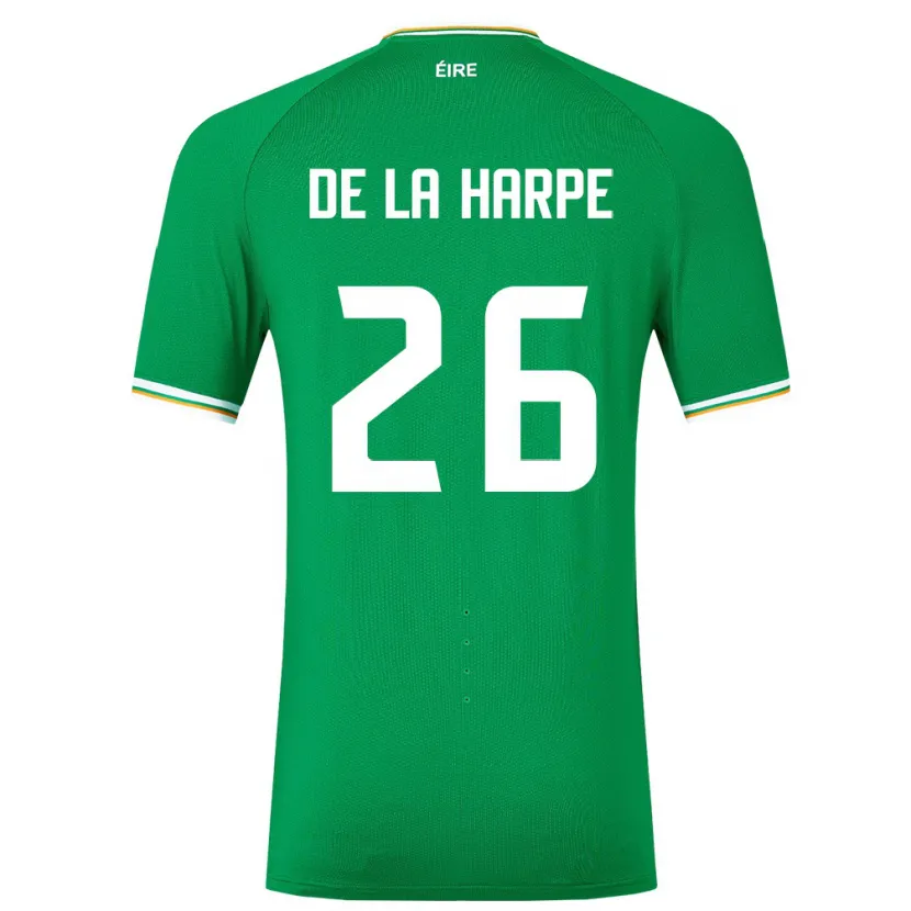 Danxen Børn Irland Deborah-Anne De La Harpe #26 Grøn Hjemmebane Spillertrøjer 24-26 Trøje T-Shirt