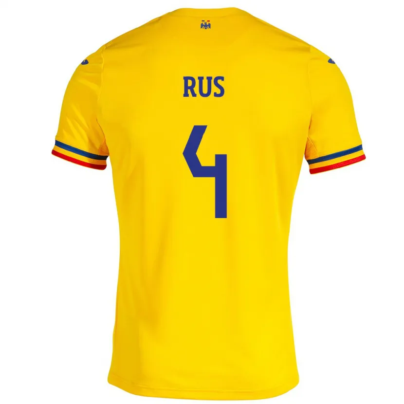 Danxen Børn Rumænien Adrian Rus #4 Gul Hjemmebane Spillertrøjer 24-26 Trøje T-Shirt