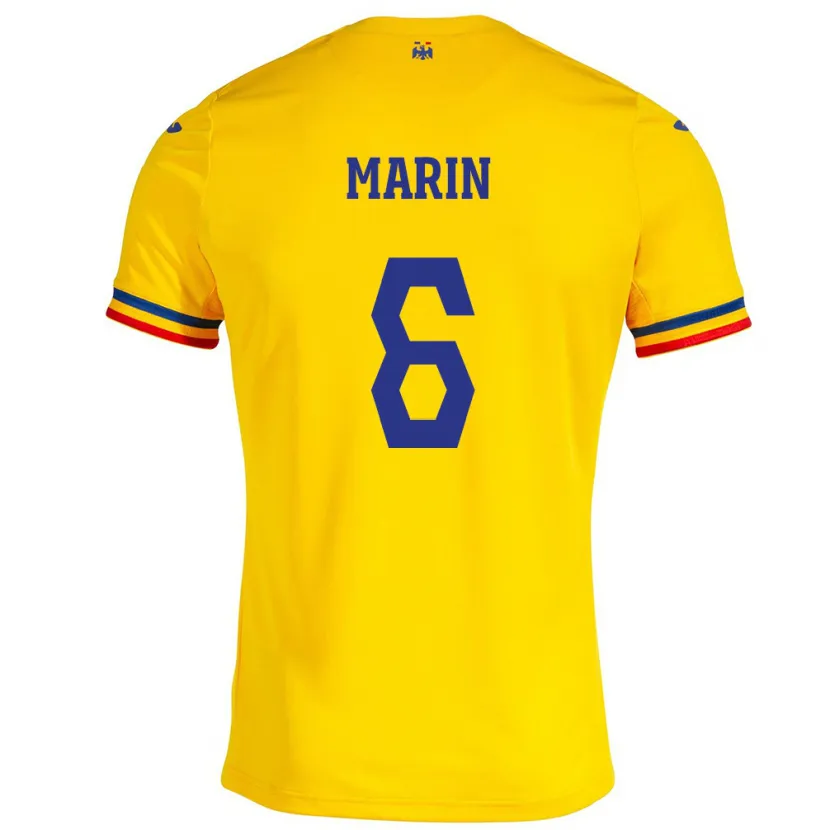 Danxen Børn Rumænien Marius Marin #6 Gul Hjemmebane Spillertrøjer 24-26 Trøje T-Shirt