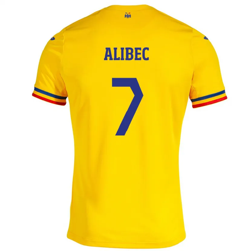 Danxen Børn Rumænien Denis Alibec #7 Gul Hjemmebane Spillertrøjer 24-26 Trøje T-Shirt