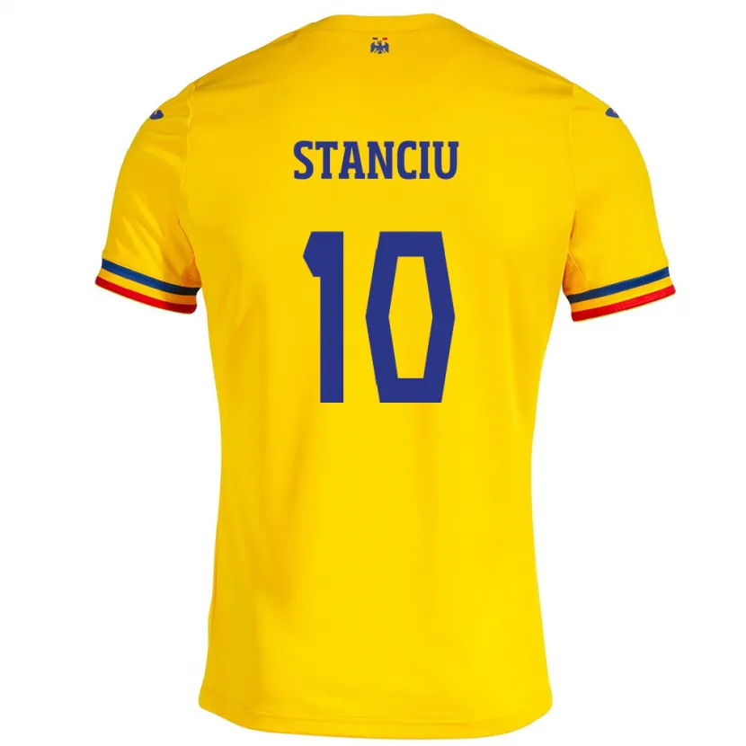 Danxen Børn Rumænien Nicolae Stanciu #10 Gul Hjemmebane Spillertrøjer 24-26 Trøje T-Shirt