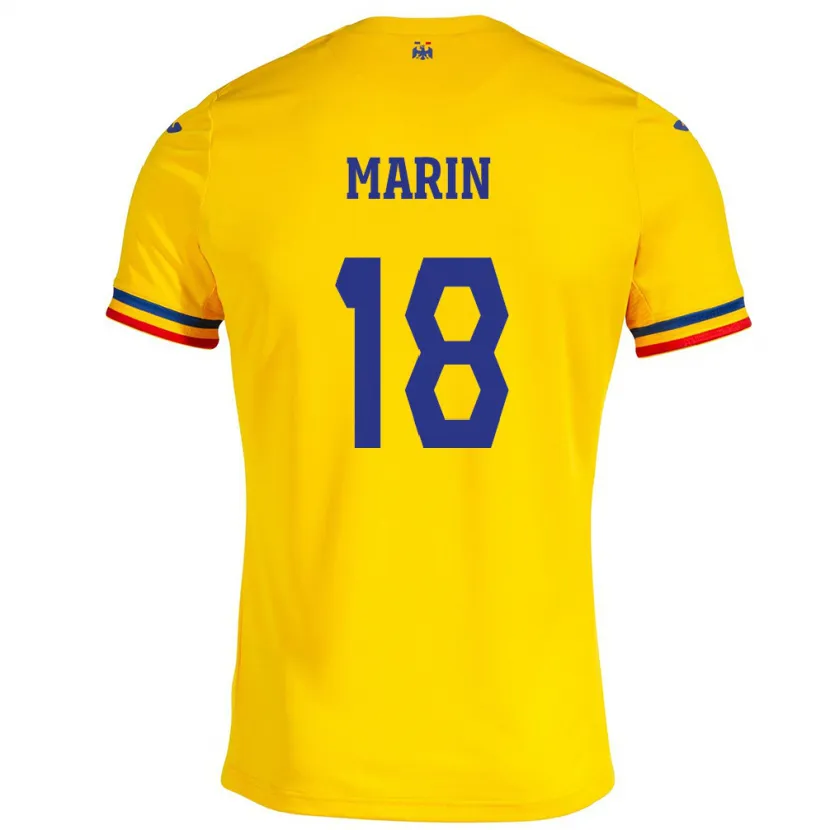 Danxen Børn Rumænien Răzvan Marin #18 Gul Hjemmebane Spillertrøjer 24-26 Trøje T-Shirt