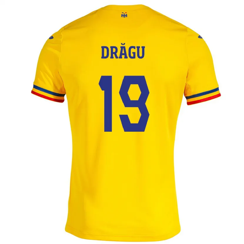 Danxen Børn Rumænien Denis Drăguş #19 Gul Hjemmebane Spillertrøjer 24-26 Trøje T-Shirt