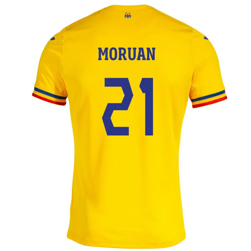 Danxen Børn Rumænien Olimpiu Moruţan #21 Gul Hjemmebane Spillertrøjer 24-26 Trøje T-Shirt