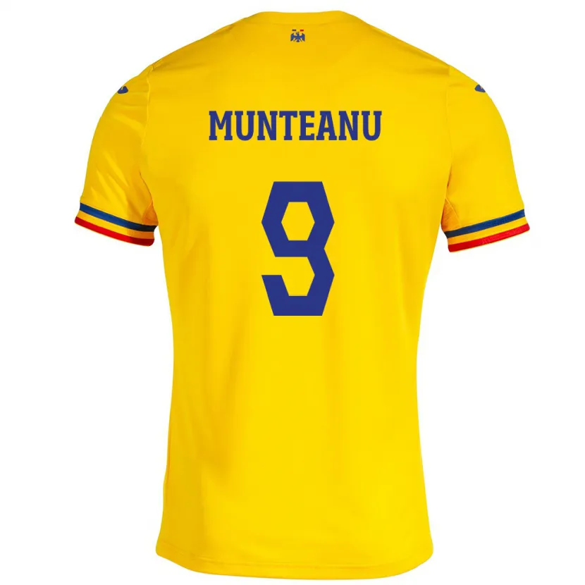 Danxen Børn Rumænien Louis Munteanu #9 Gul Hjemmebane Spillertrøjer 24-26 Trøje T-Shirt