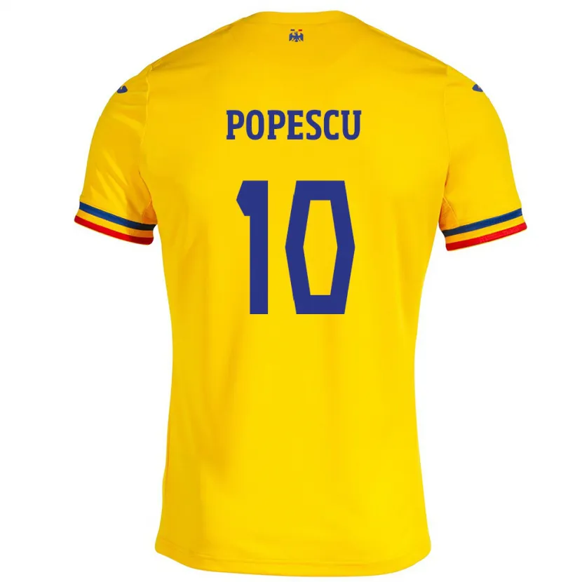 Danxen Børn Rumænien Octavian Popescu #10 Gul Hjemmebane Spillertrøjer 24-26 Trøje T-Shirt